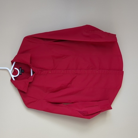Small Size 4-6 George Solid Red Long Sleeve Button Up Collared Shirt Top - Picture 1 of 15